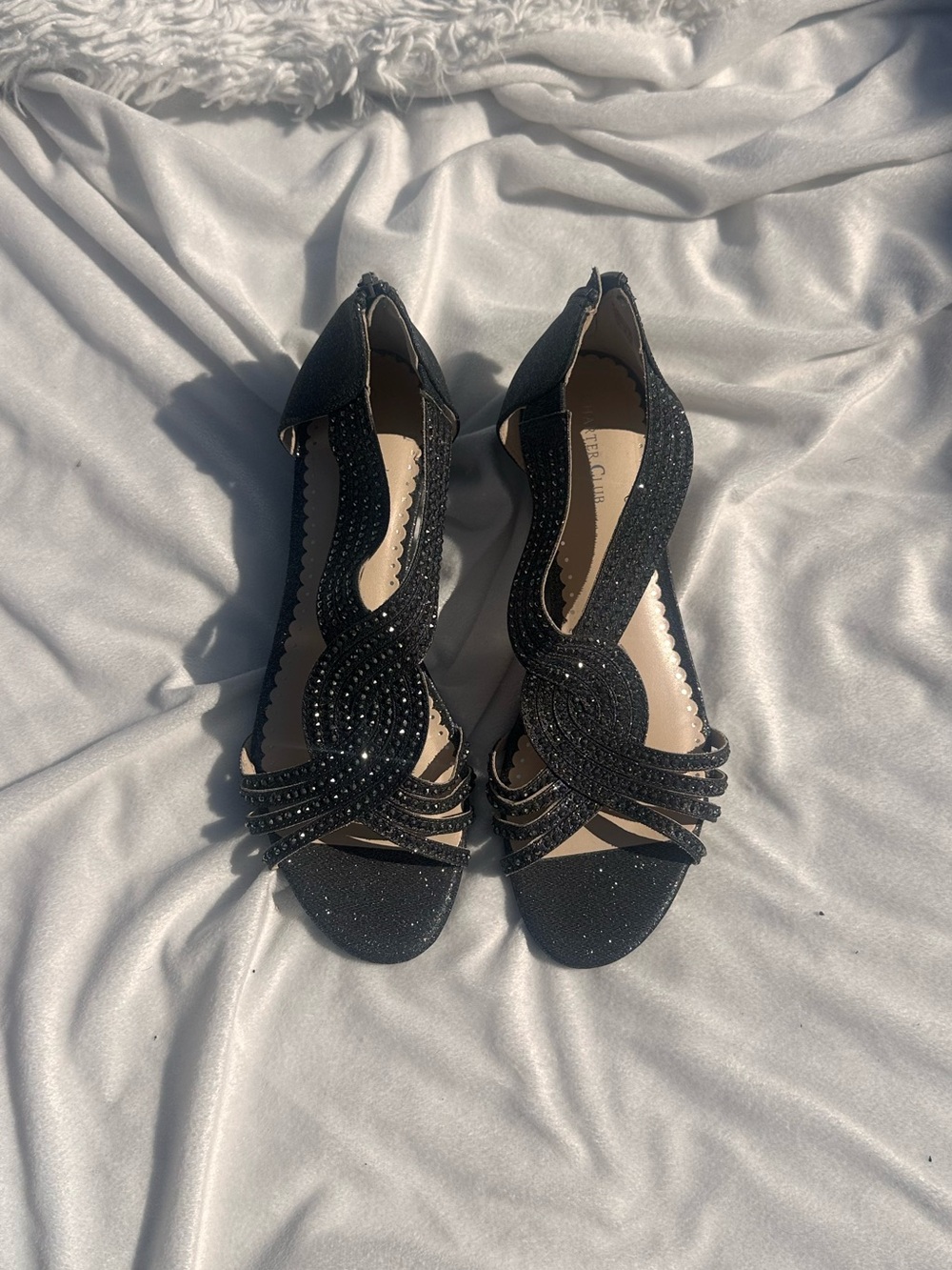 Women’s Black Embellished Open-Toe Dress Heels